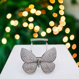 Moving Flying Fidget Butterfly Silver Open Back Free Size Ring For Women