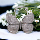 Moving Flying Fidget Butterfly Silver Open Back Free Size Ring For Women