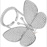 Moving Flying Fidget Butterfly Silver Open Back Free Size Ring For Women