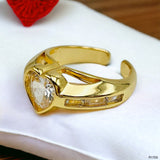 Diamond Heart Love Solitaire Cubic Zirconia 18K Gold Open Back Ring For Women