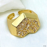 Heart Love Baguette Round Cubic Zirconia 18K Gold Open Back Ring For Women