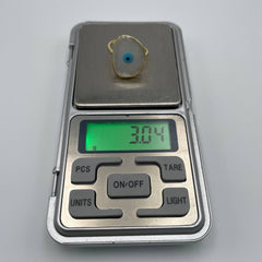 Fancy Shape Evil Eye Mother Of Pearl 18K Gold Anti Tarnish Free Size Ring For Women