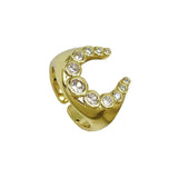 Horse Shoe Cubic Zirconia 18K Gold Anti Tarnish Free Size Ring For Women