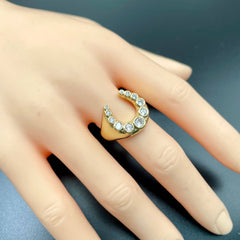Horse Shoe Cubic Zirconia 18K Gold Anti Tarnish Free Size Ring For Women