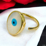 Evil Eye Mother Of Pearl 18K Gold Anti Tarnish Free Size Ring For Women