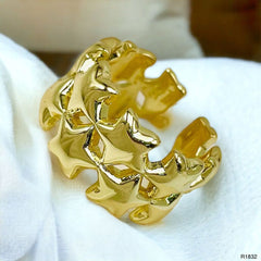 Star Dual Layer 18K Gold Anti Tarnish Open Back Band Ring For Women