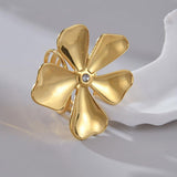 Wild Flower 18K Gold Anti Tarnish Cubic Zirconia Free Size Ring For Women