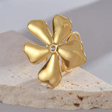 Wild Flower 18K Gold Anti Tarnish Cubic Zirconia Free Size Ring For Women