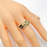 Zip Crystal Cubic Zirconia Red 18K Gold Anti Tarnish Adjustable Ring For Women