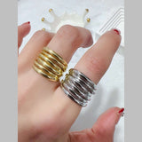 Glossy Layer 18K Gold Anti Tarnish Free Size Ring For Women