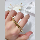 Dual Nail 18K Gold Anti Tarnish Free Size Ring For Women