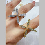 Square Leaf 18K Gold Anti Tarnish Free Size Ring For Women