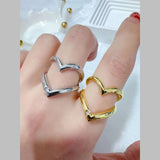 Heart Cubic Zirconia 18K Gold Anti Tarnish Free Size Ring For Women