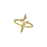 Arrow Cubic Zirconia 18K Gold Anti Tarnish Adjustable Ring For Women