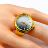 Analog Watch White Silver Anti Tarnish Adjustable Band Ring For Women