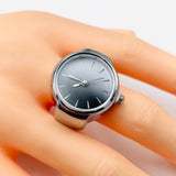 Analog Watch White Silver Anti Tarnish Adjustable Band Ring For Women