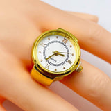 Analog Watch White Silver Anti Tarnish Adjustable Band Ring For Women