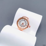 Analog Watch White Silver Anti Tarnish Adjustable Band Ring For Women