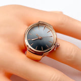 Analog Watch White Silver Anti Tarnish Adjustable Band Ring For Women