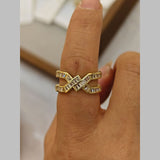 Baguette Cubic Zirconia 18K Gold Anti Tarnish Adjustable Ring For Women