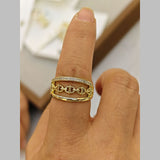 Stylish Cubic Zirconia 18K Gold Anti Tarnish Adjustable Ring For Women