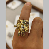 Dented Charm 18K Gold Anti Tarnish Adjustable Band Ring For Women