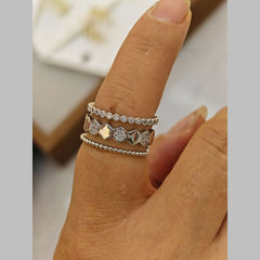 Hexagon Layer Cubic Zirconia 18K Gold Anti Tarnish Adjustable Ring For Women