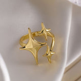 Long Star 18K Gold Anti Tarnish Adjustable Ring For Women