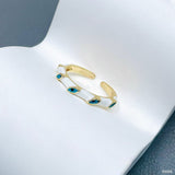 Evil Eye 18K Gold Enamel Anti Tarnish Free Size Band Ring For Women