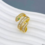 Snake Baguette Cubic Zirconia 18K Gold Anti Tarnish Adjustable Ring For Women