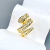 Snake Baguette Cubic Zirconia 18K Gold Anti Tarnish Adjustable Ring For Women