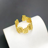 Irregular Engraved Chic Chunky 18K Gold Anti Tarnish Adjustable Ring For Women