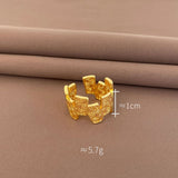 Irregular Engraved Chic Chunky 18K Gold Anti Tarnish Adjustable Ring For Women