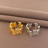 Irregular Engraved Chic Chunky 18K Gold Anti Tarnish Adjustable Ring For Women