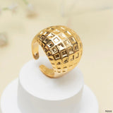 Square Surface 18K Gold Stainless Steel Anti Tarnish Adjustable Ring For Women