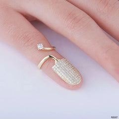 Stylish Cubic Zirconia 18K Gold Anti Tarnish Adjustable Nail Ring For Women