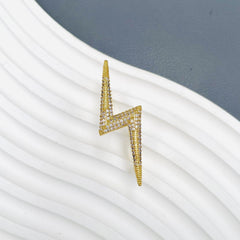 Lightning Cubic Zirconia 18K Gold Anti Tarnish Adjustable Dual Finger Ring For Women