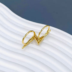 Lightning Cubic Zirconia 18K Gold Anti Tarnish Adjustable Dual Finger Ring For Women