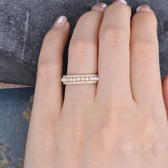 Pearl Surface CZ White 18K Gold Anti Tarnish Adjustable Band Ring