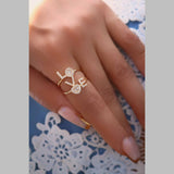 Love Heart Cubic Zirconia 18K Gold Anti Tarnish Adjustable Ring For Women