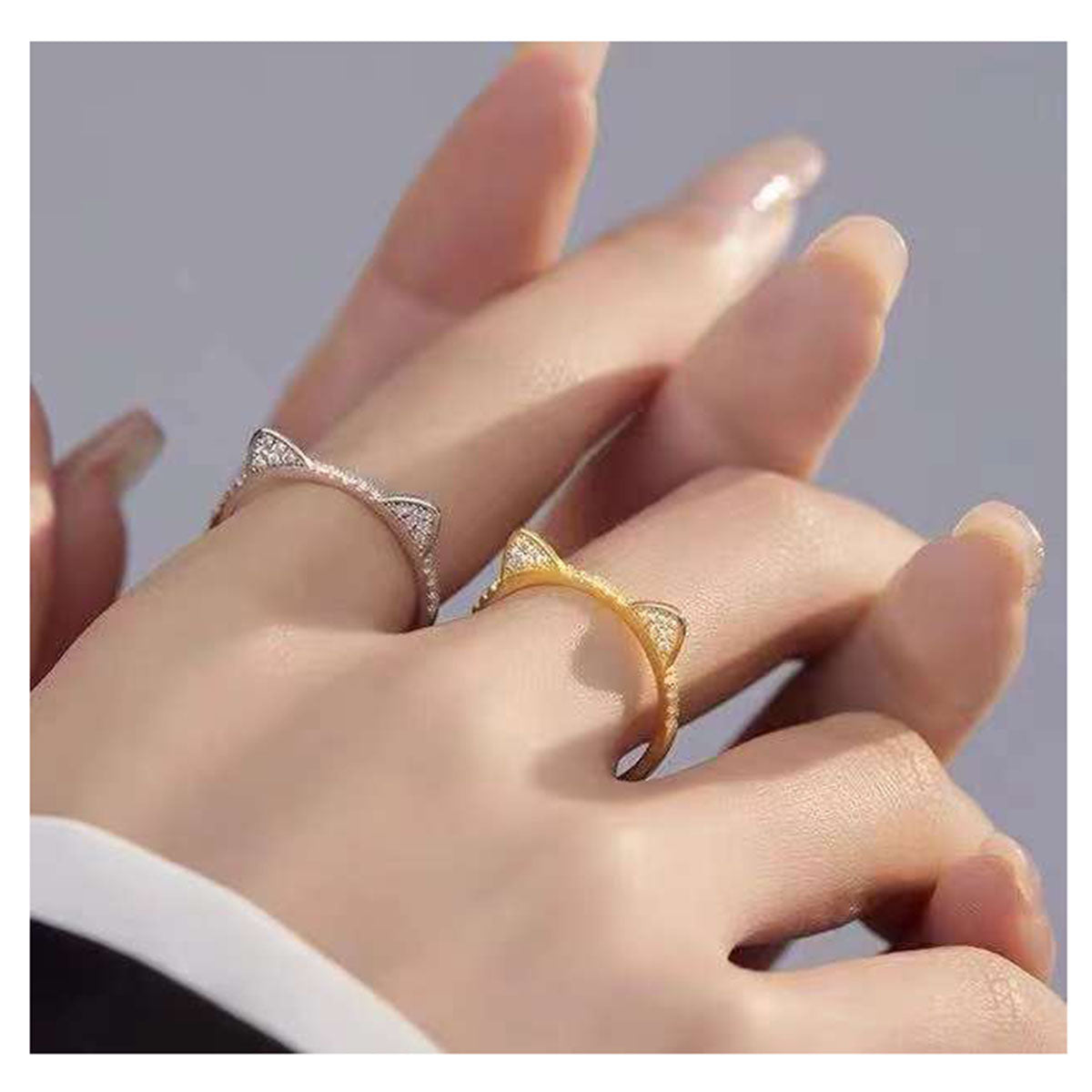 Cat Cubic Zirconia 18K Gold Anti Tarnish Adjustable Ring For Women