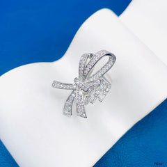 Ribbon Cubic Zirconia 18K Gold Anti Tarnish Free Size Ring For Women