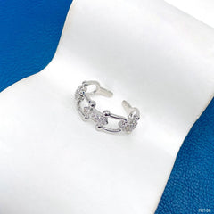 Joint Link Cubic Zirconia Silver Anti Tarnish Free Size Ring For Women