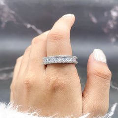 Cushion Cut Solitaire Cubic Zirconia Crystal Black Anti Tarnish Adjustable Ring For Women