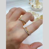 Ball Cross Over 18K Gold Silver Anti Tarnish Free Size Ring For Women