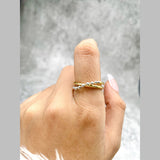 Ball Cross Over 18K Gold Silver Anti Tarnish Free Size Ring For Women