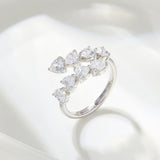 Heart Cubic Zirconia Silver Anti Tarnish Free Size Ring For Women