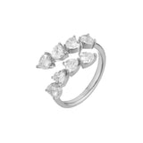 Heart Cubic Zirconia Silver Anti Tarnish Free Size Ring For Women