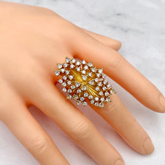 Studded Solitaires Cubic Zirconia 18K Gold Anti Tarnish Free Size Ring For Women