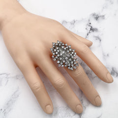 Studded Solitaires Cubic Zirconia Silver Anti Tarnish Free Size Ring For Women